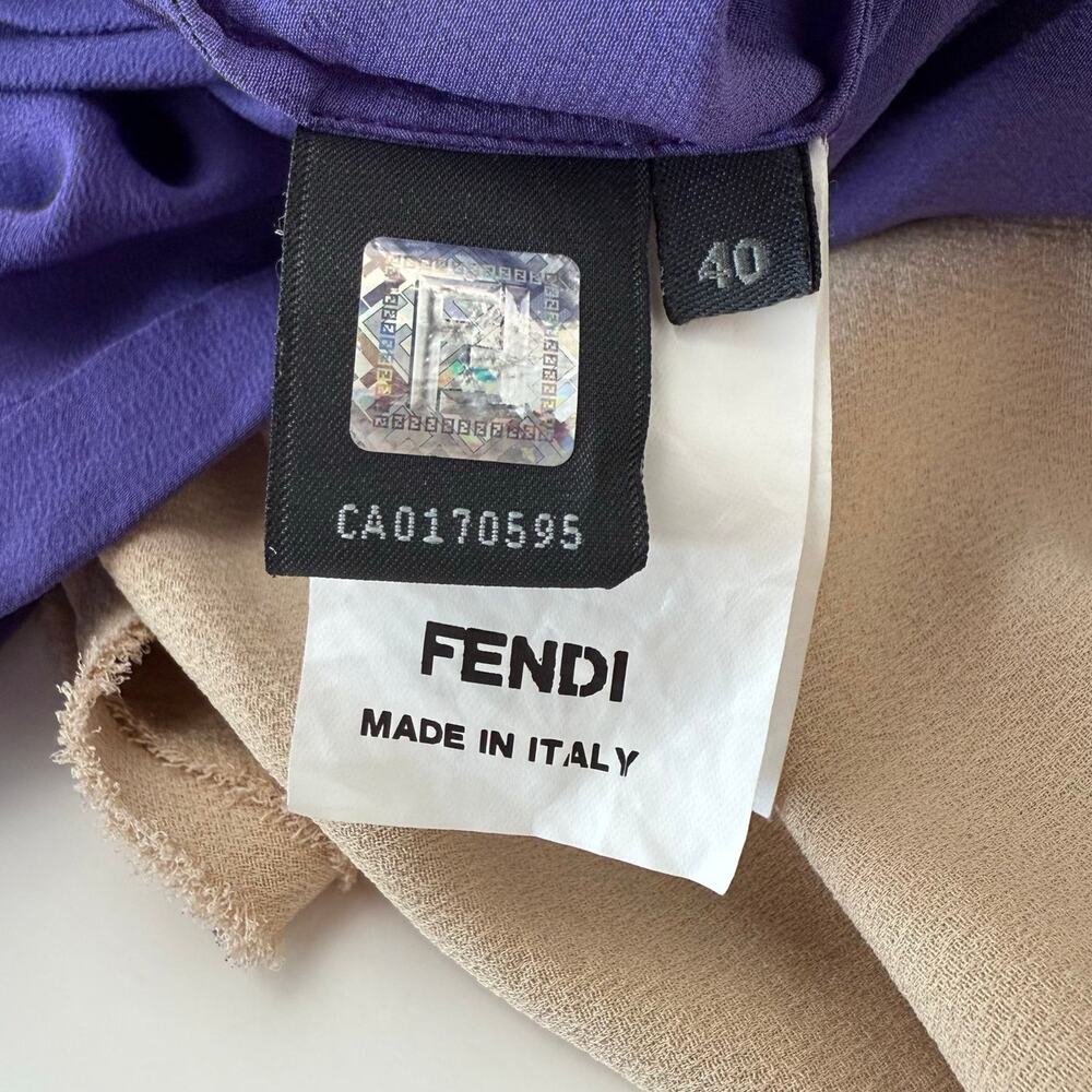 Fendi Silk Sheath Dress Layered Beige/Purple Sleeveless 40 (US XS) - Picture 10 of 12